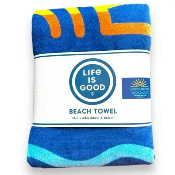 Life is Good Sun & Sea Beach Towel, 34 in x 64 in