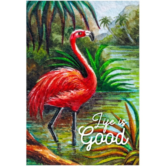 Life is Good Tropical Yard Flag Decorative Summer Flamingo Outdoor House Flag 28x40 Inch