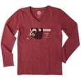thumbnail image 1 of Life is Good. Women's LS Crusher Vee: Take It Slow Slot - Cranberry Red (L), 1 of 2