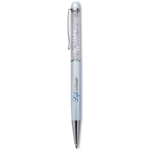 Pavilion Gift Company - Life is Great - Blue Pen - 5.75" w/Clear Crystal Gems