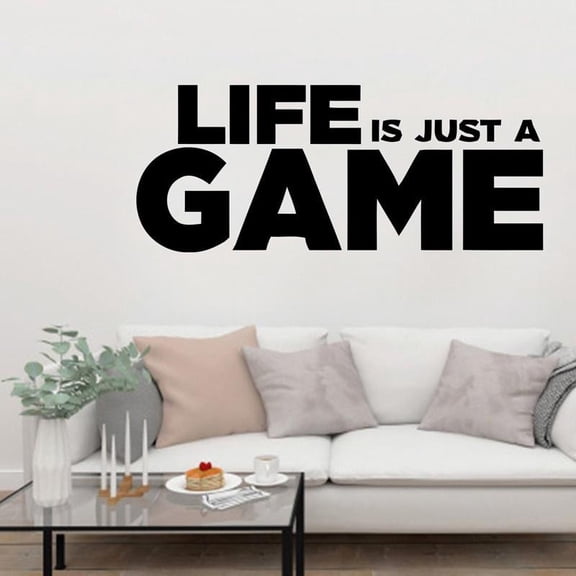 Life is JUST a GAME Wall Decal Quote Living Room Home Decor Gamer Vinyl Stickers Wallpaper Boys Bedroom Removable Art Mural 102x42cm