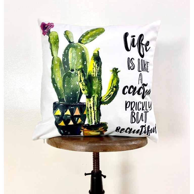 Life is Like A Cactus | Pillow Cover | Good Vibes Only | Cactus Pillow |  Positive Vibes | South West | Famous Quotes | Motivational Quotes -  Walmart.com