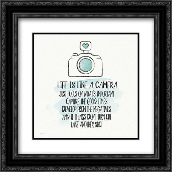 Life is Like a Camera 2x Matted 20x20 Black Ornate Framed Art Print by Moulton, Jo