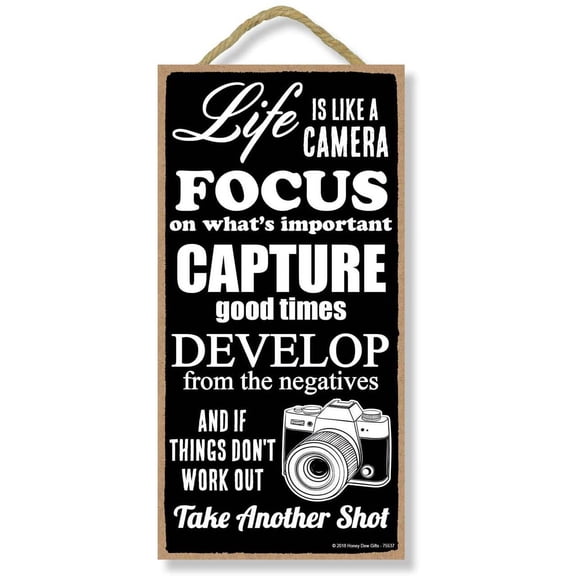 Life is Like a Camera 8"x12" inch Hanging Decor Inspirational Wall Sign Home Decor Funny Home Club bar Wall Art Decoration Retro Metal Tin Signs