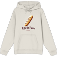 thumbnail image 1 of Life is Pain Bread Pun Adult Sand Long Sleeve Hoodie-Medium, 1 of 3