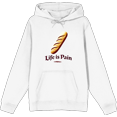 thumbnail image 1 of Life is Pain Bread Pun Adult White Long Sleeve Hoodie-Medium, 1 of 3