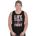 thumbnail image 1 of Life is Worth the Fight Breast Cancer Tank Top Tee Shirt Women Brisco Brands S, 1 of 6