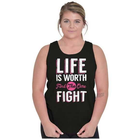 Life is Worth the Fight Breast Cancer Tank Top Tee Shirt Women Brisco Brands S