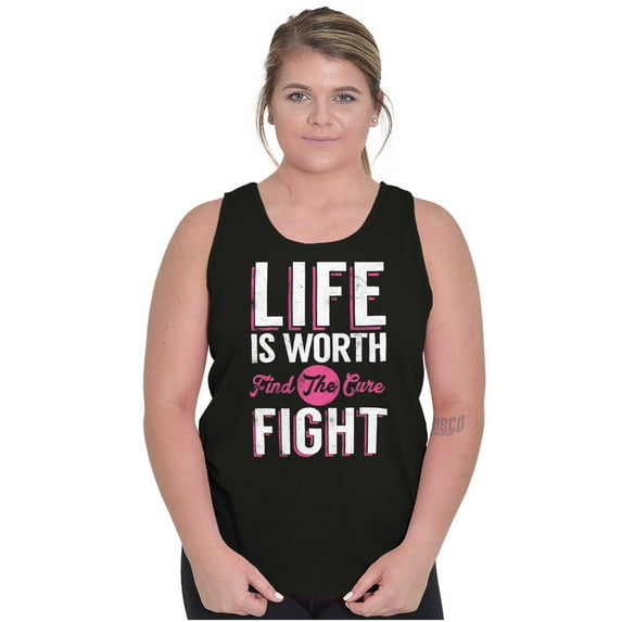 Life is Worth the Fight Breast Cancer Tank Top Tee Shirt Women Brisco Brands S