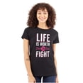 thumbnail image 1 of Life is Worth the Fight Breast Cancer Womens Fitted Plus Size Graphic Tee Brisco Brands 2X, 1 of 5