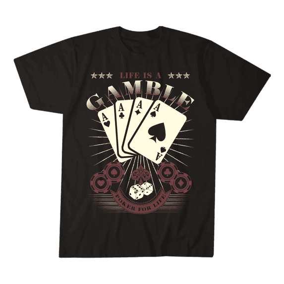 Vintage Graphic T-shirts Life is a Gamble, Cotton, Size S-2XL