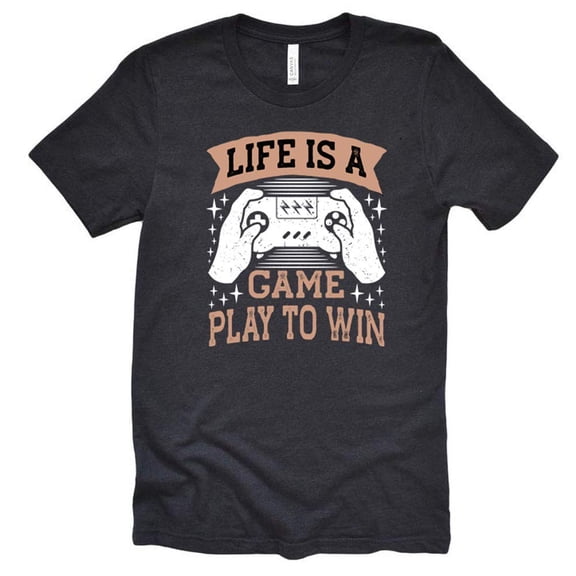 Life is a Game Play to Win Shirt, Video Game Shirt, Vintage Unisex Causal Short Sleeve T-Shirt Tees (X Large) Black