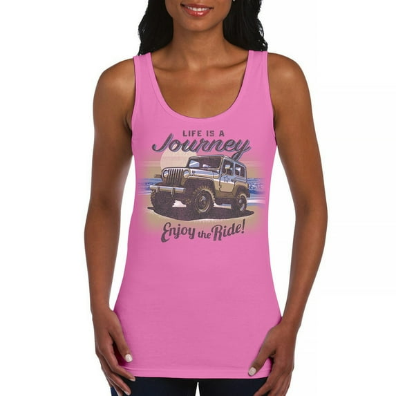 Life is a Journey Enjoy the Ride Women's Tank Top 4x4 Offroad Rugged Vehicle Trailblazing Mudding Dirt Roads