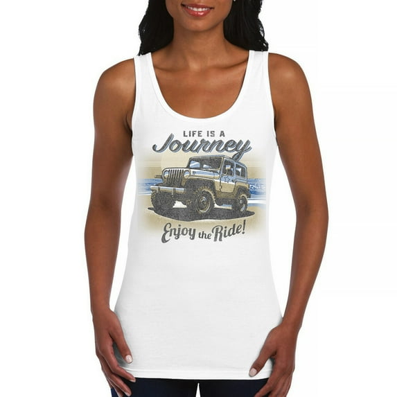 Life is a Journey Enjoy the Ride Women's Tank Top 4x4 Offroad Rugged Vehicle Trailblazing Mudding Dirt Roads