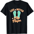 thumbnail image 1 of Life is better in flip flops, a summer beach vibes saying T-Shirt, 1 of 4