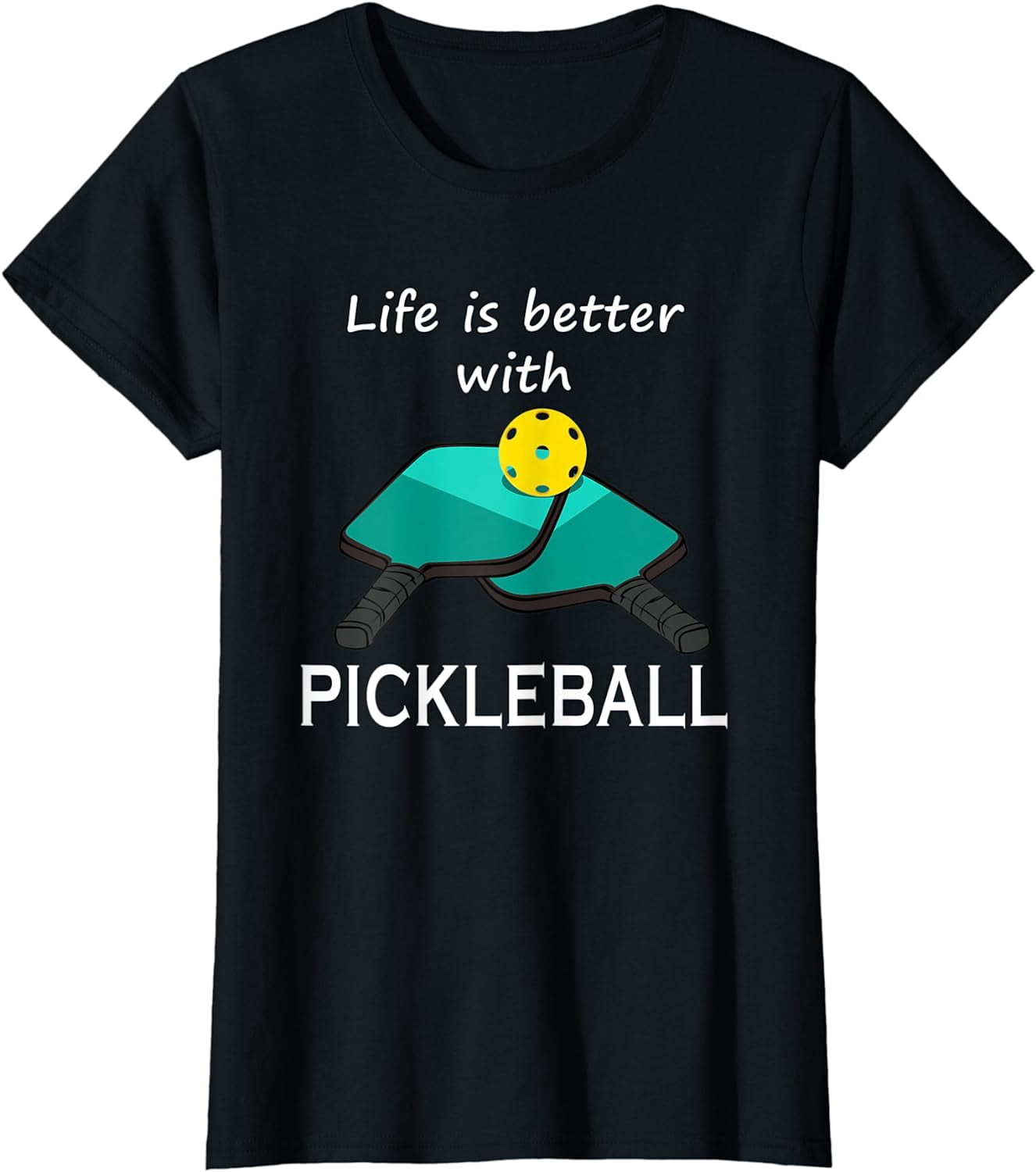 Life Is Simple Eat Sleep Play Pickleball Shirt - Women's Casual Graphic Tee, Black, Small - View #3