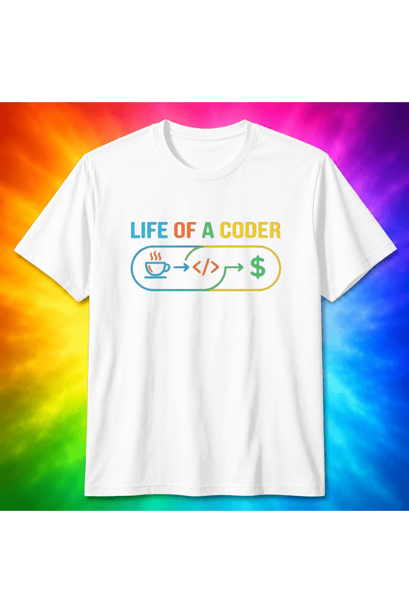 Life of a Coder Coffee Code Money Funny Programmer T-Shirt, for men & women, S-5XL