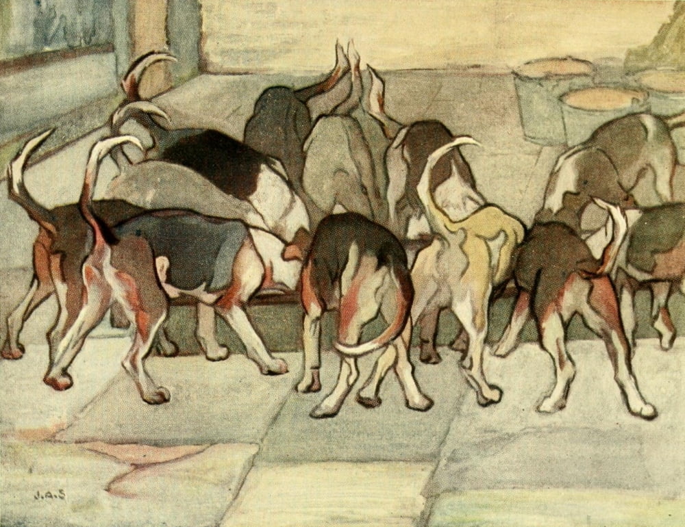 Life of a Foxhound 1890 A bountiful meal Canvas Art - James Affleck Shepherd (24 x 36)