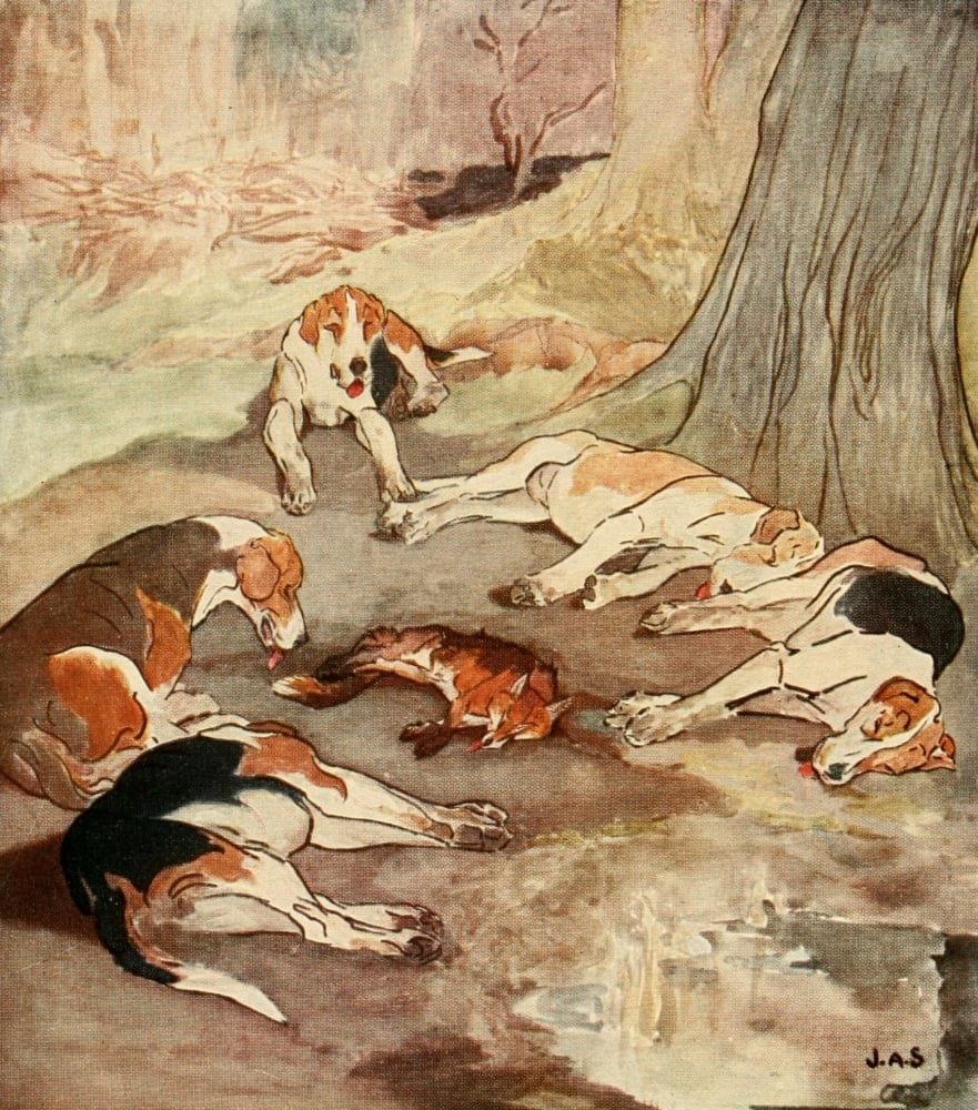 Life of a Foxhound 1890 They lay stretched Canvas Art - James Affleck Shepherd (24 x 36)
