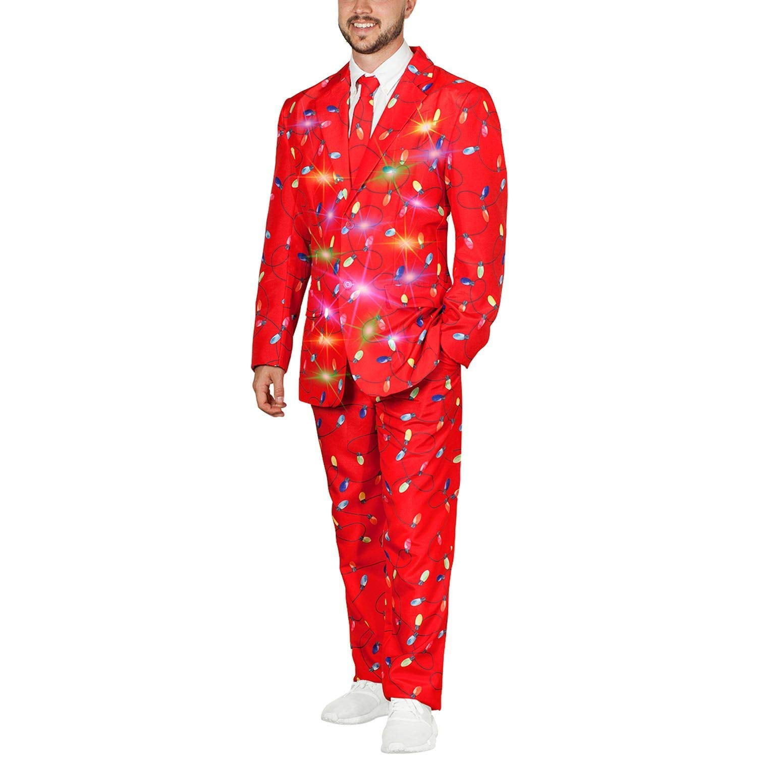 Life of the Party Men s Ugly 3 PC LED Light Up Christmas Suit