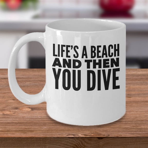 Beach Lover 11 oz Coffee Mug - Life's A Beach White Ceramic Gift