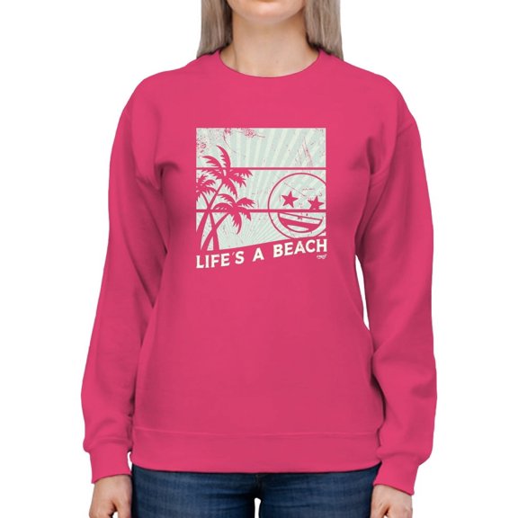 Life's A Beach - Vintage Palm Tree Emoji Women's Sweatshirt