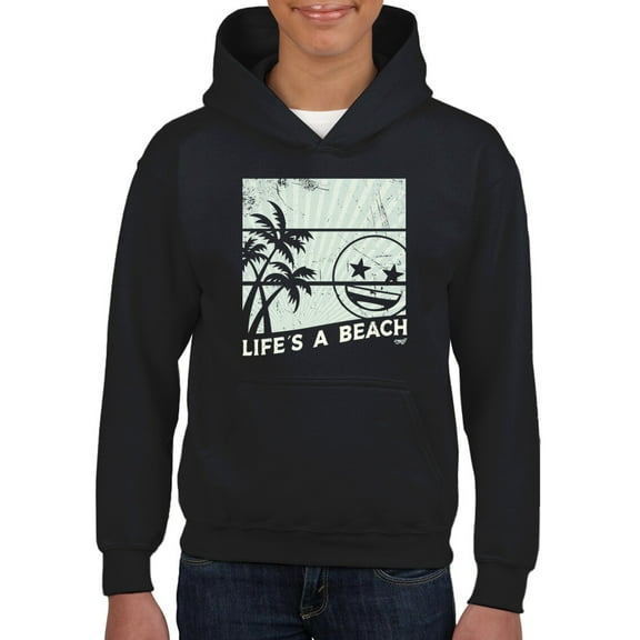 Life's A Beach - Vintage Palm Tree Emoji Youth's Hoodie