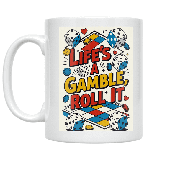Life's A Gamble Roll It - Family Game Night Enthusiast - 11 oz Ceramic Coffee Mug