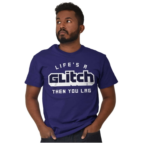 Life's A Glitch Then Lag Video Game Plus Size Crewneck Graphic Tee Shirt Brisco Brands 3X