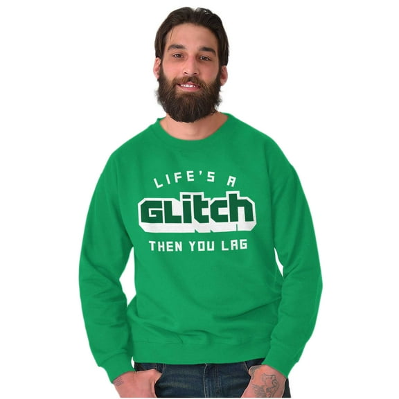 Life's A Glitch Then Lag Video Game Unisex Plus Fleece Graphic Sweatshirt Brisco Brands 2X