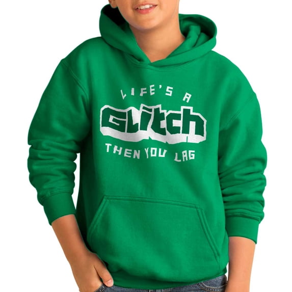 Life's A Glitch Then Lag Video Game Youth Hoodie Boy Girl Teen Brisco Brands S