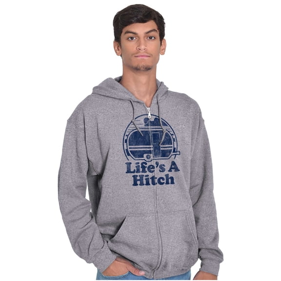 Life's A Hitch Camper Trailer Camp RV Unisex Fleece Graphic Zip Up Hoodie Brisco Brands 5X