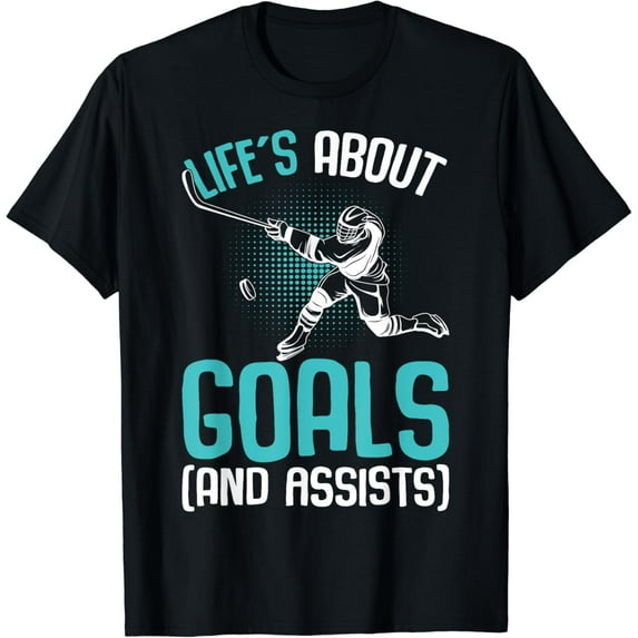 Life麓s About Goals Hockey Player Ice Hockey Youth Kids Boys T-Shirt