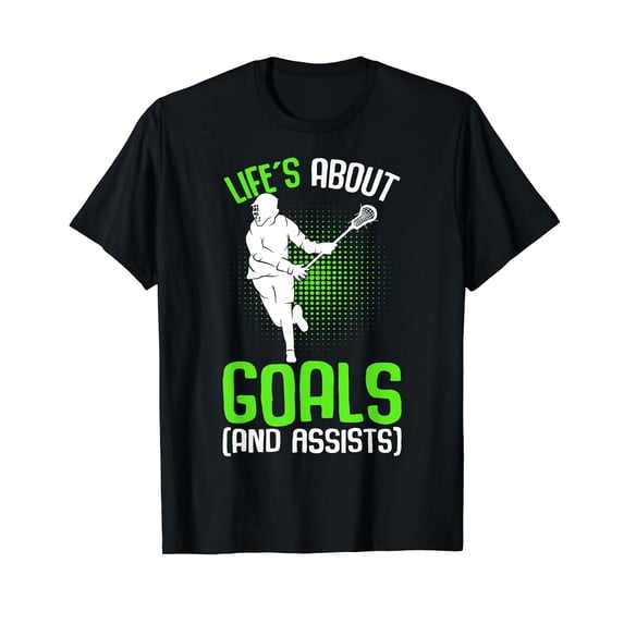 Life´s About Goals Lacrosse Player Youth Men Boys Kids T-Shirt