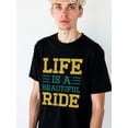 thumbnail image 1 of Life's Beautiful Ride Tee men's round neck T-shirt black casual elegantly Hip-hop streetwear Basic Unisex Shirt Graphic Tee tshirts, 1 of 7