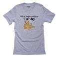 thumbnail image 1 of Life's Better with a Tabby - Cat Kitten Girl's Long Sleeve Grey T-Shirt, 1 of 2