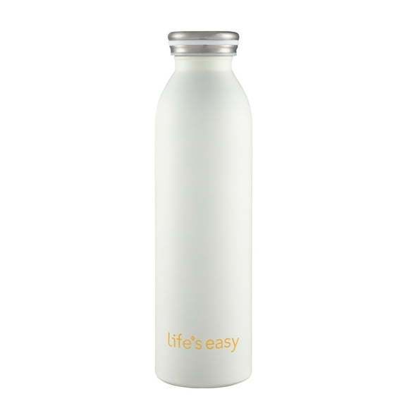 Life's Easy 20 oz. Stainless Steel Water Bottle, Keep liquids hot or cold, Double Wall Vacuum Insulated Water Bottle , BPA Free, Leak Proof, Spill Proof and Sweat Free (White)