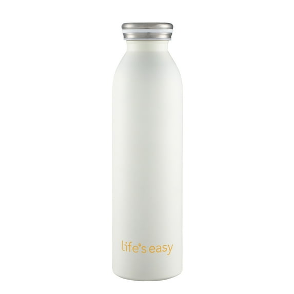 Life's Easy 20 oz. Stainless Steel Water Bottle, Keep liquids hot or cold, Double Wall Vacuum Insulated Water Bottle , BPA Free, Leak Proof, Spill Proof and Sweat Free (White)