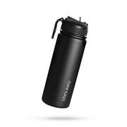 Life’s Easy - Insulated Water Bottle with Straw Lid and Loop Handle, Vacuum Insulated Bottles for Hot and Cold Drink, Black, 18oz