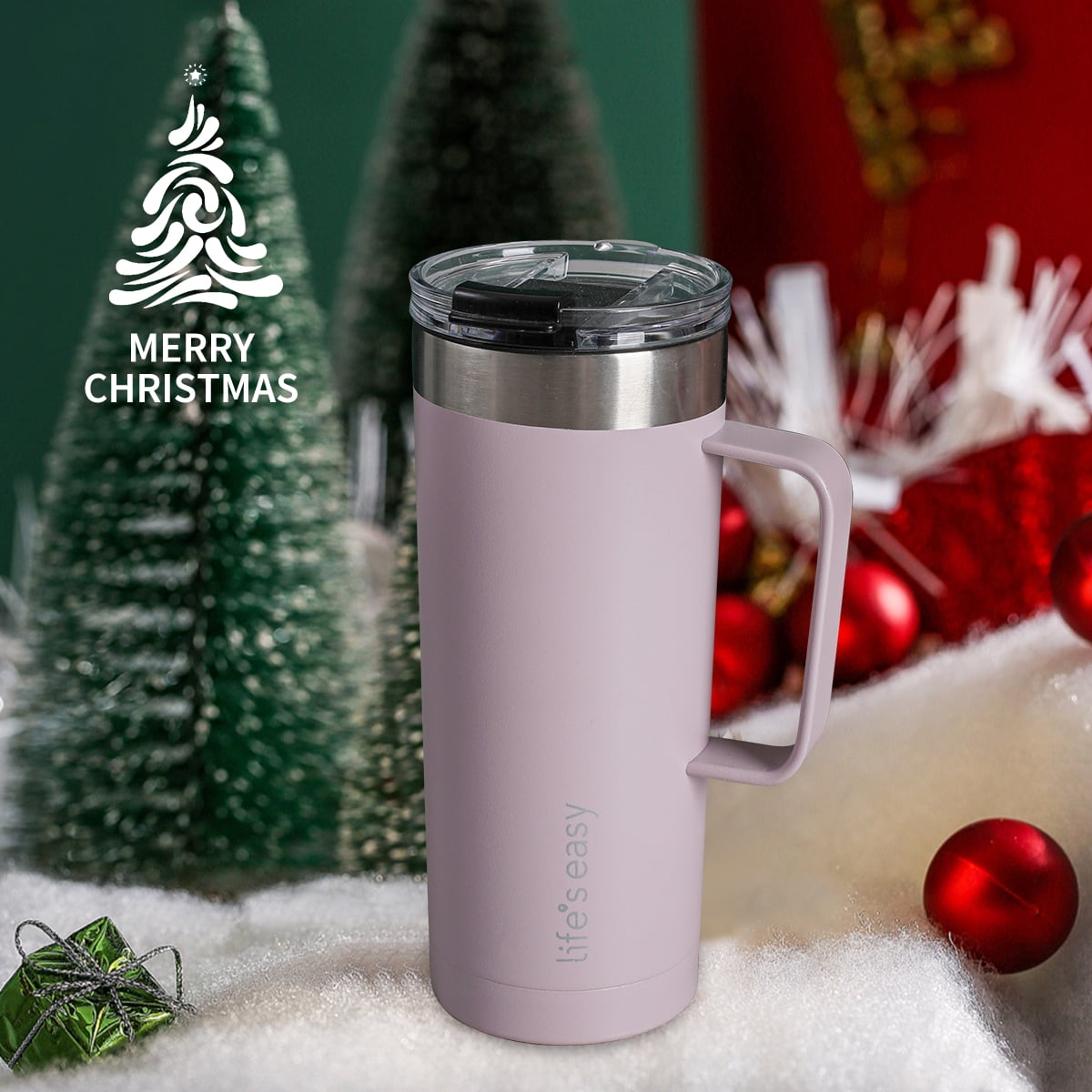 Lifes Easy - Stainless Steel Mug with Handle, Vacuum Insulated Mug for Hot and Cold Drink, Leak-Proof, Spill-Proof, Blue, 20 oz