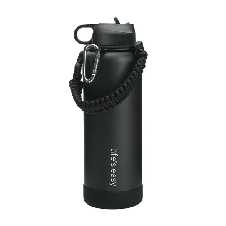 40oz Collapsible Water Bottle with Straw Lids & Paracord Handle