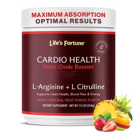 Life's Fortune L-Arginine 5000mg plus Citrulline Powder, 20 Servings, Nitric Oxide Booster, Nitric Oxide Supplement, Fruit Punch