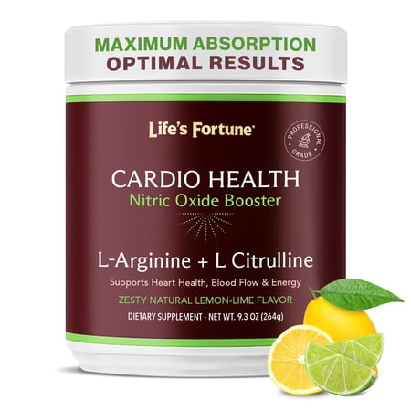 Life's Fortune L-Arginine 5000mg plus Citrulline Powder, 20 Servings, Nitric Oxide Booster, Nitric Oxide Supplement, Lemon Flavor