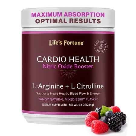 Life's Fortune L-Arginine 5000mg plus Citrulline Powder, 20 Servings, Nitric Oxide Booster, Nitric Oxide Supplement, Mixed Berry