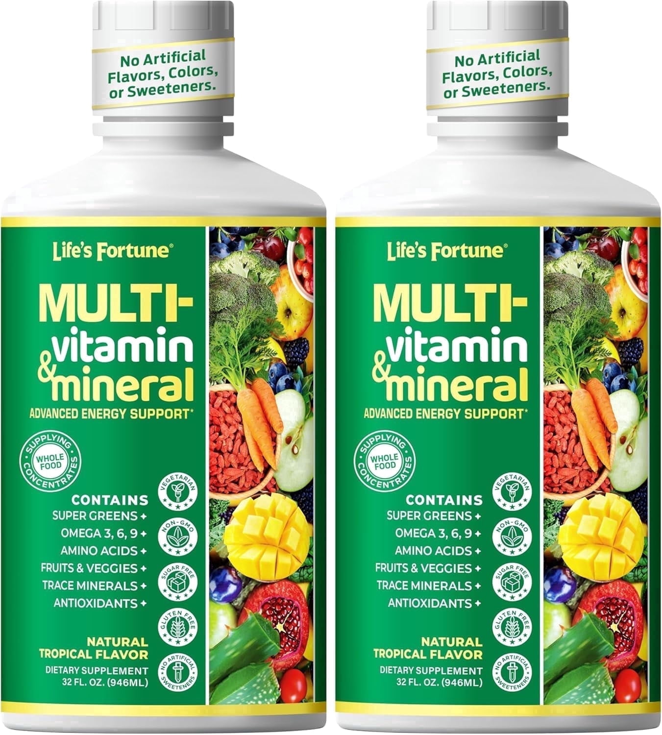 Life's Fortune Liquid Multivitamin With Minerals, 2 Pack 32 Fl Oz Each, Daily Multivitamin, Fast Absorbing Multiple Vitamins, Complete Multivitamin Formula