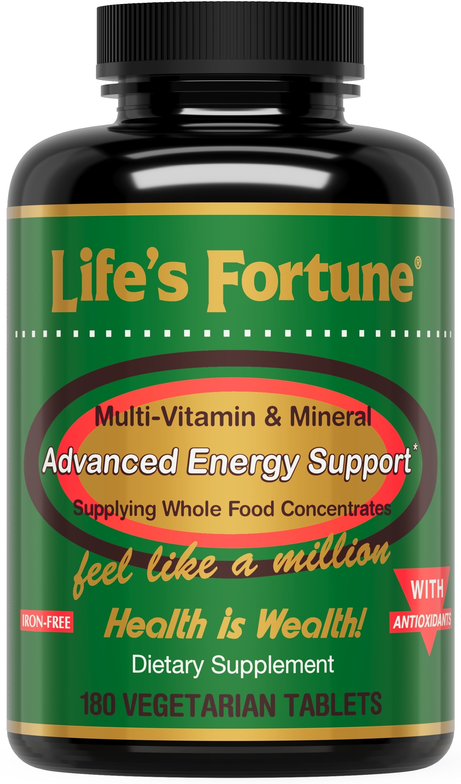 Life's Fortune Multivitamin & Mineral 180 Tablets, All Natural Energy