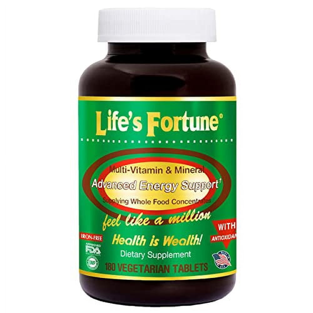 Life's Fortune Multivitamin & Mineral 180 Tablets, All Natural Energy