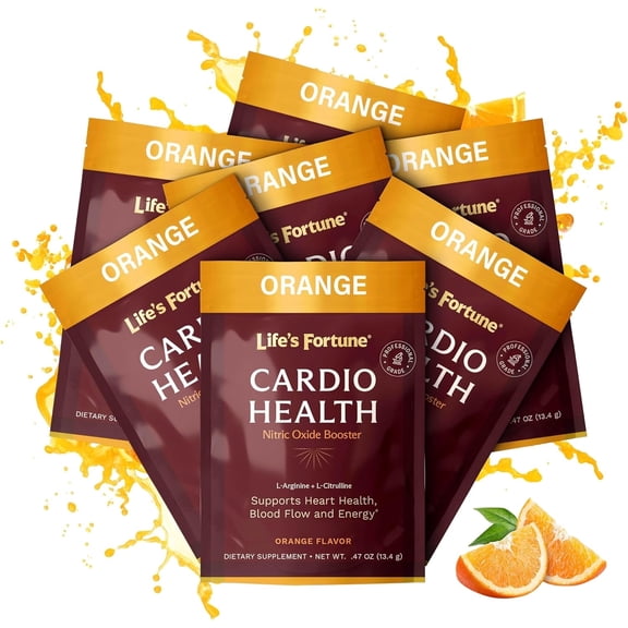Life's Fortune L-Arginine plus Citrulline Travel Pack, 7 Count, Nitric Oxide Booster, Nitric Oxide Supplement, Orange Flavor