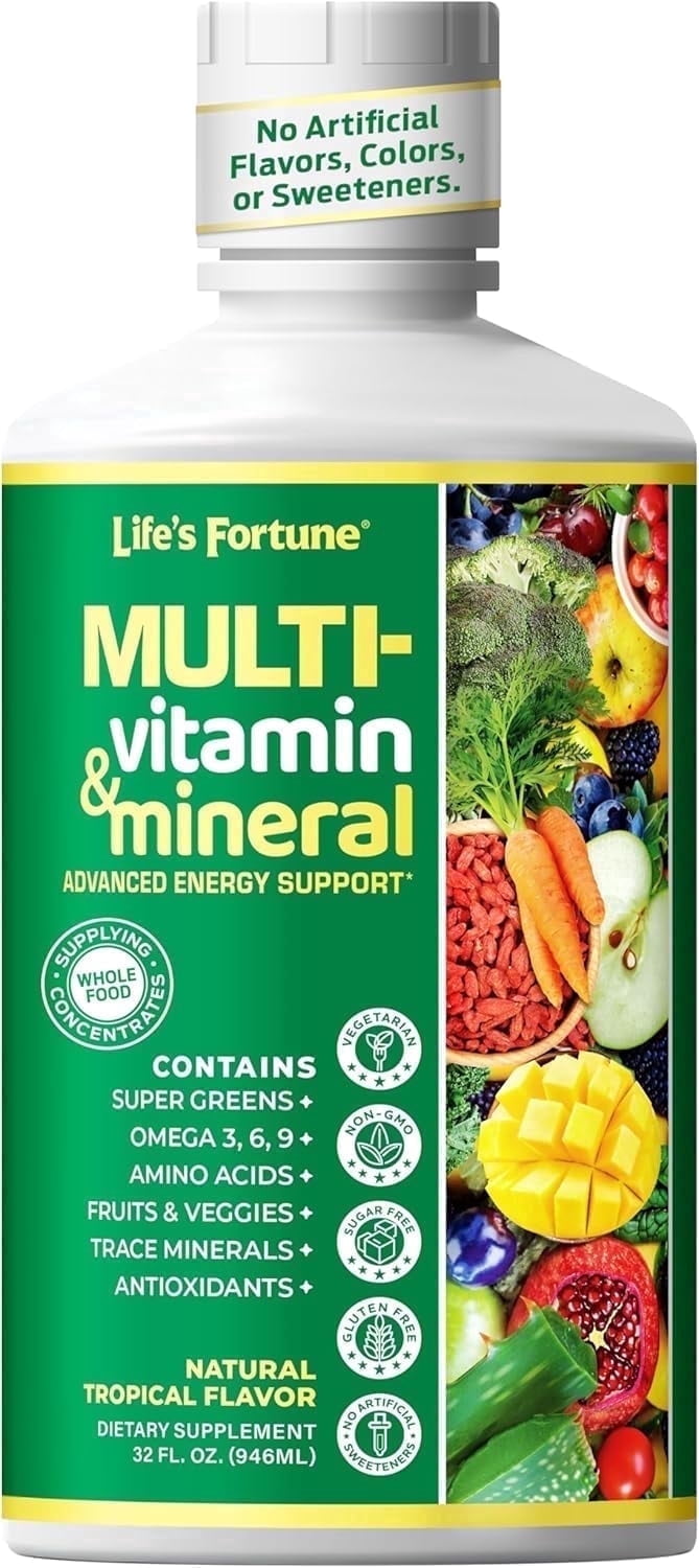 Life's Fortune Liquid Multivitamin With Minerals, 32 Fl Oz, Daily Multivitamin, Fast Absorbing Multiple Vitamins, Complete Multivitamin Formula