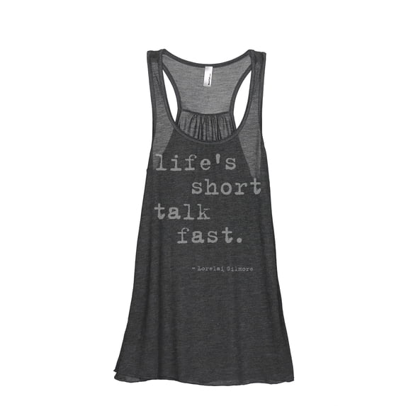 Life's Short Talk Fast Women's Fashion Sleeveless Flowy Racerback Workout Yoga Tank Top Charcoal Grey Medium
